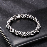Men's Stainless Steel Link Chain Bracelet Metal Weave Armband Hand Jewelry