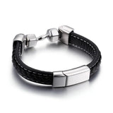 Vintage Leather Bracelet with Dumbbell Charm