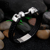 Vintage Leather Bracelet with Dumbbell Charm