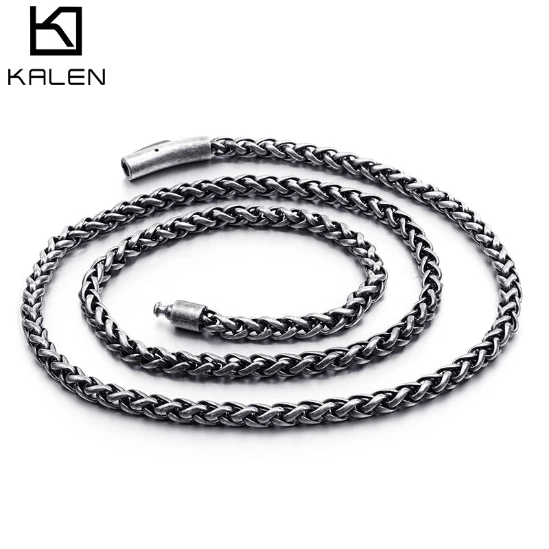 Vintage Stainless Steel 65cm Whip Chain Necklace Men Biker Jewelry