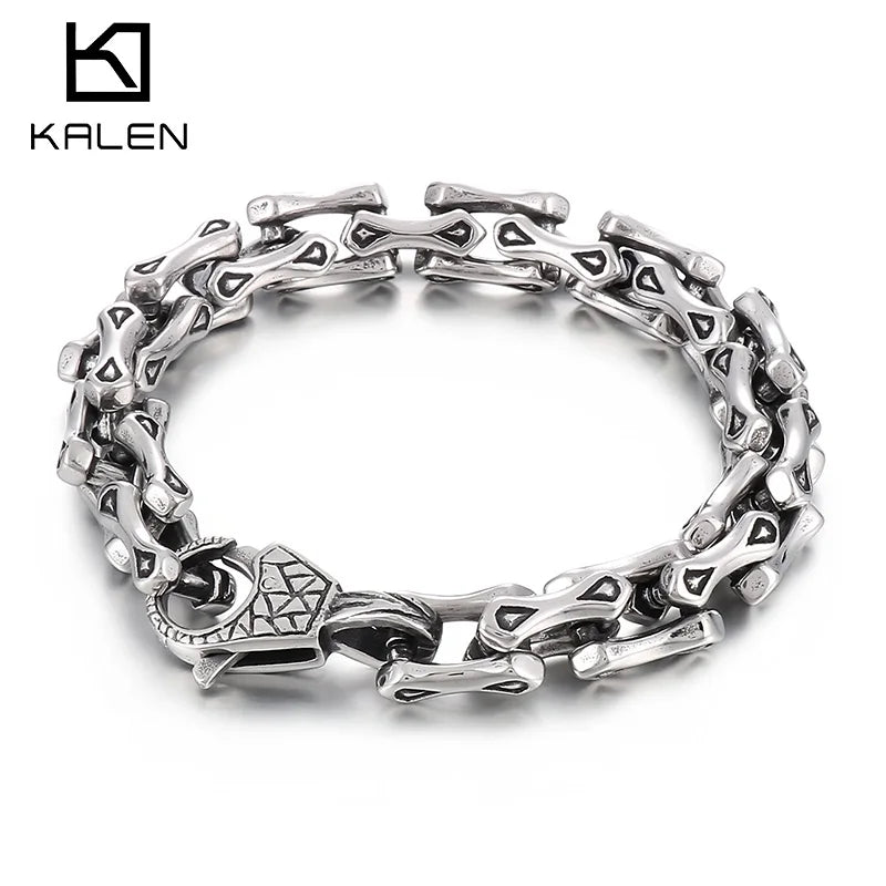 Vintage Stainless Steel Bicycle Chain Spliced Bracelet For Men