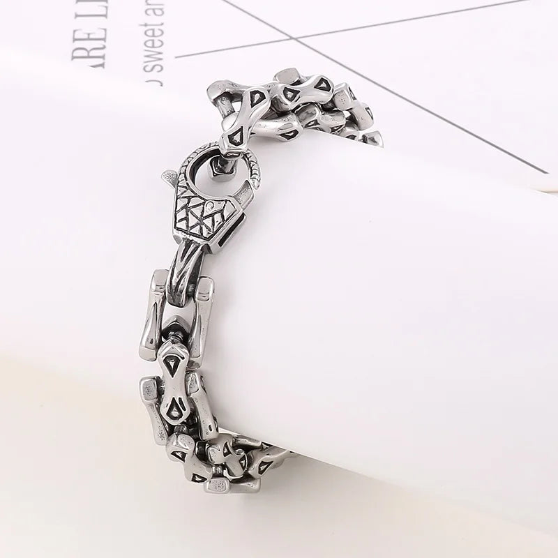 Vintage Stainless Steel Bicycle Chain Spliced Bracelet For Men