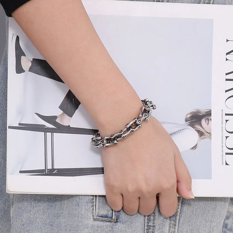 Vintage Stainless Steel Bicycle Chain Spliced Bracelet For Men