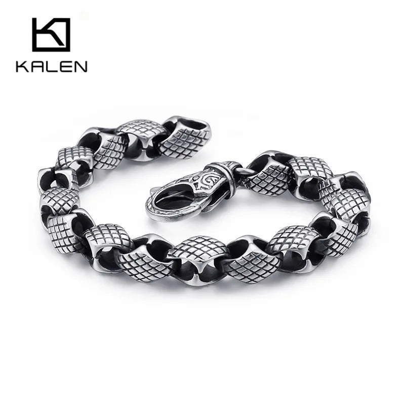 Vintage Stainless Steel Snake Chain Linking Bracelets Men