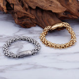 Men's Stainless Steel Chain Link Bracelet with Magnetic Closure
