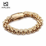 Men's Stainless Steel Chain Link Bracelet with Magnetic Closure