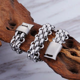 Men's Stainless Steel Chain Link Bracelet with Magnetic Closure