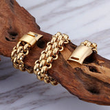 Men's Stainless Steel Chain Link Bracelet with Magnetic Closure
