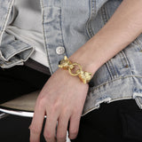 Wolf Bracelet Mens Cowhide Leather Stainless Steel Animal Jewelry