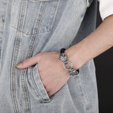 Wolf Bracelet Mens Cowhide Leather Stainless Steel Animal Jewelry