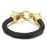 Wolf Bracelet Mens Cowhide Leather Stainless Steel Animal Jewelry
