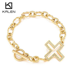 Zircon Cross Bracelet Strand Twist Chain With Cross Charms Bracelet