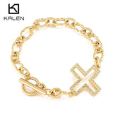 Zircon Cross Bracelet Strand Twist Chain With Cross Charms Bracelet