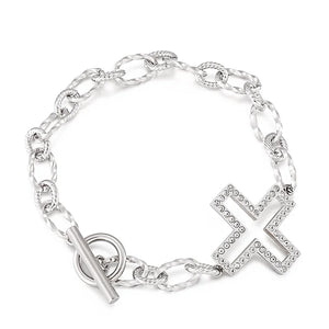 Zircon Cross Bracelet Strand Twist Chain With Cross Charms Bracelet