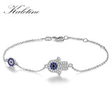 KALETIEN Evil Eye Hand Horse Hoof Bracelet 925 Sterling Silver Jewelry