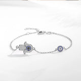KALETIEN Evil Eye Hand Horse Hoof Bracelet 925 Sterling Silver Jewelry