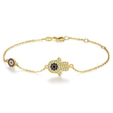 KALETIEN Hamsa Evil Eye Horse Hoof 925 Silver Bracelet