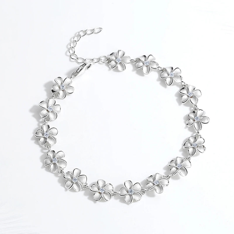 925 Silver Bracelet Lucky Mini Four-Leaf Clover Charm