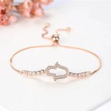 925 Silver Zircon Tennis Bracelet Hamsa Hand Charm Mens Jewelry