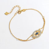 925 Silver Evil Eye Bracelet Men CZ Yellow Fine Jewelry