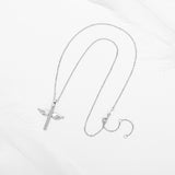 925 Silver Crystal Cross Necklace Faith Hope Love Pendant