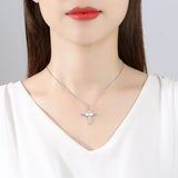 925 Silver Crystal Cross Necklace Faith Hope Love Pendant