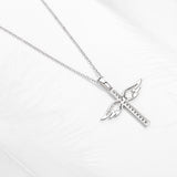 925 Silver Crystal Cross Necklace Faith Hope Love Pendant