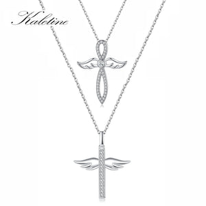 925 Silver Crystal Cross Necklace Faith Hope Love Pendant