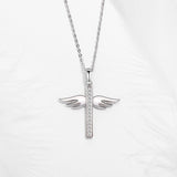 925 Silver Crystal Cross Necklace Faith Hope Love Pendant
