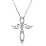 925 Silver Crystal Cross Necklace Faith Hope Love Pendant