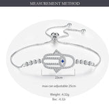 925 Silver Evil Eye Hamsa Bracelet Charm Tennis Beads Jewelry
