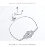 925 Silver Evil Eye Hamsa Bracelet Charm Tennis Beads Jewelry