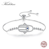 925 Silver Evil Eye Hamsa Bracelet Charm Tennis Beads Jewelry