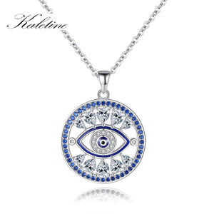 925 Silver Evil Eye Pendant Necklace Zircon Turkey Girls Jewelry