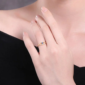 925 Silver Evil Eye Stone Ring, Wedding Gift KLTR111