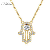 925 Silver Hamsa Hand Necklace Lucky Pendant Long Chain