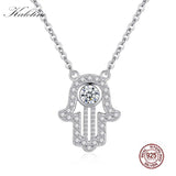 925 Silver Hamsa Hand Necklace Fatima Pendant Long Chain Chocker Bulk