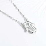925 Silver Hamsa Hand Necklace Fatima Pendant Long Chain Chocker Bulk