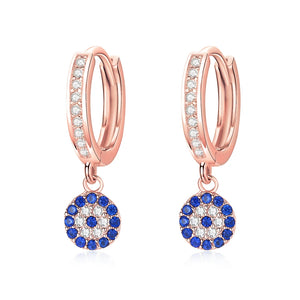 925 Silver Hoop Earrings Evil Eye Design Zircon Jewelry for Women