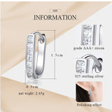 925 Silver Huggie Hoop Earrings Zircon Wedding Gift