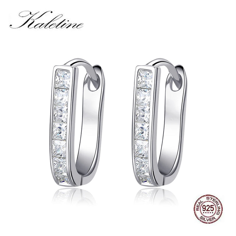 925 Silver Huggie Hoop Earrings Zircon Wedding Gift