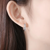 925 Silver Huggie Hoop Earrings Zircon Wedding Gift