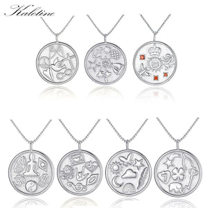 925 Silver Letter Necklace Women Star Moon Cross Faith Hope Love Initial Pendant
