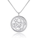 925 Silver Letter Necklace Women Star Moon Cross Faith Hope Love Initial Pendant