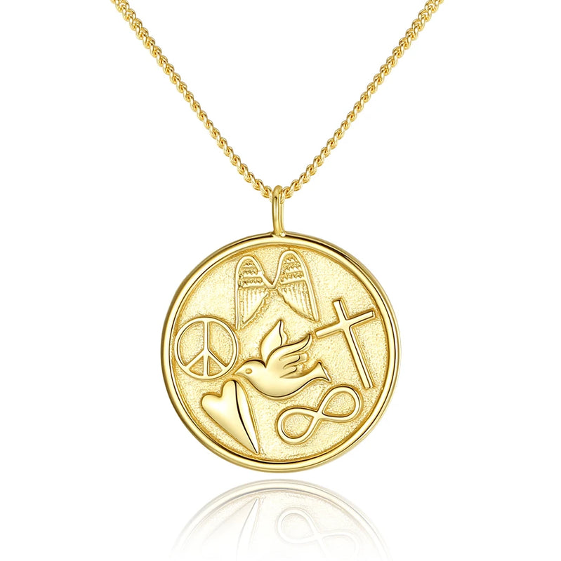 925 Silver Letter Necklace Women Star Moon Cross Faith Hope Love Initial Pendant