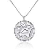925 Silver Letter Necklace Women Star Moon Cross Faith Hope Love Initial Pendant