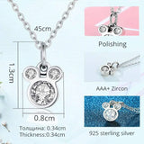 925 Silver Mickey Mouse Pendant Necklace CZ Cartoon Women Jewelry