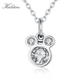925 Silver Mickey Mouse Pendant Necklace CZ Cartoon Women Jewelry