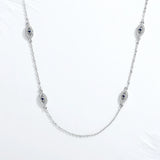 925 Silver Evil Eye Necklace Zircon Pendant Long Chain Turkey Jewelry