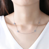 925 Silver Evil Eye Necklace Zircon Pendant Long Chain Turkey Jewelry